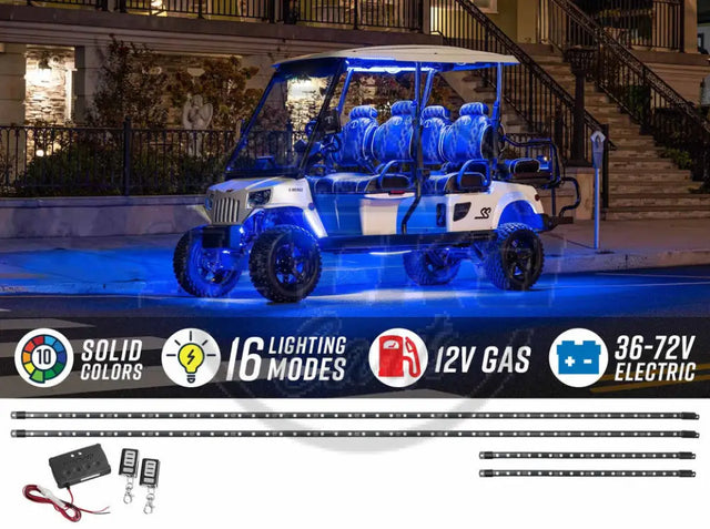 12-Volt Million Color Expandable LED 6-Seater Golf Cart Underbody Lighting Kit Accessories