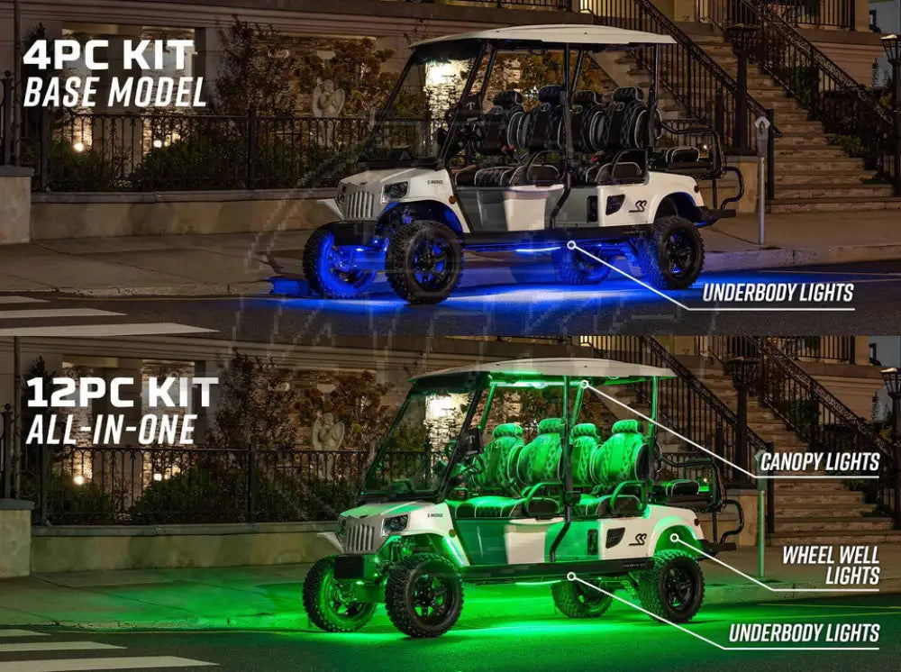 12-Volt Million Color Expandable LED 6-Seater Golf Cart Underbody Lighting Kit Accessories