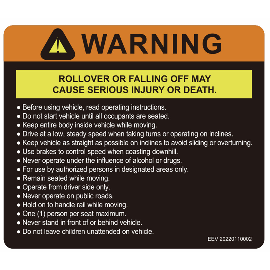 Operator Warning Decal