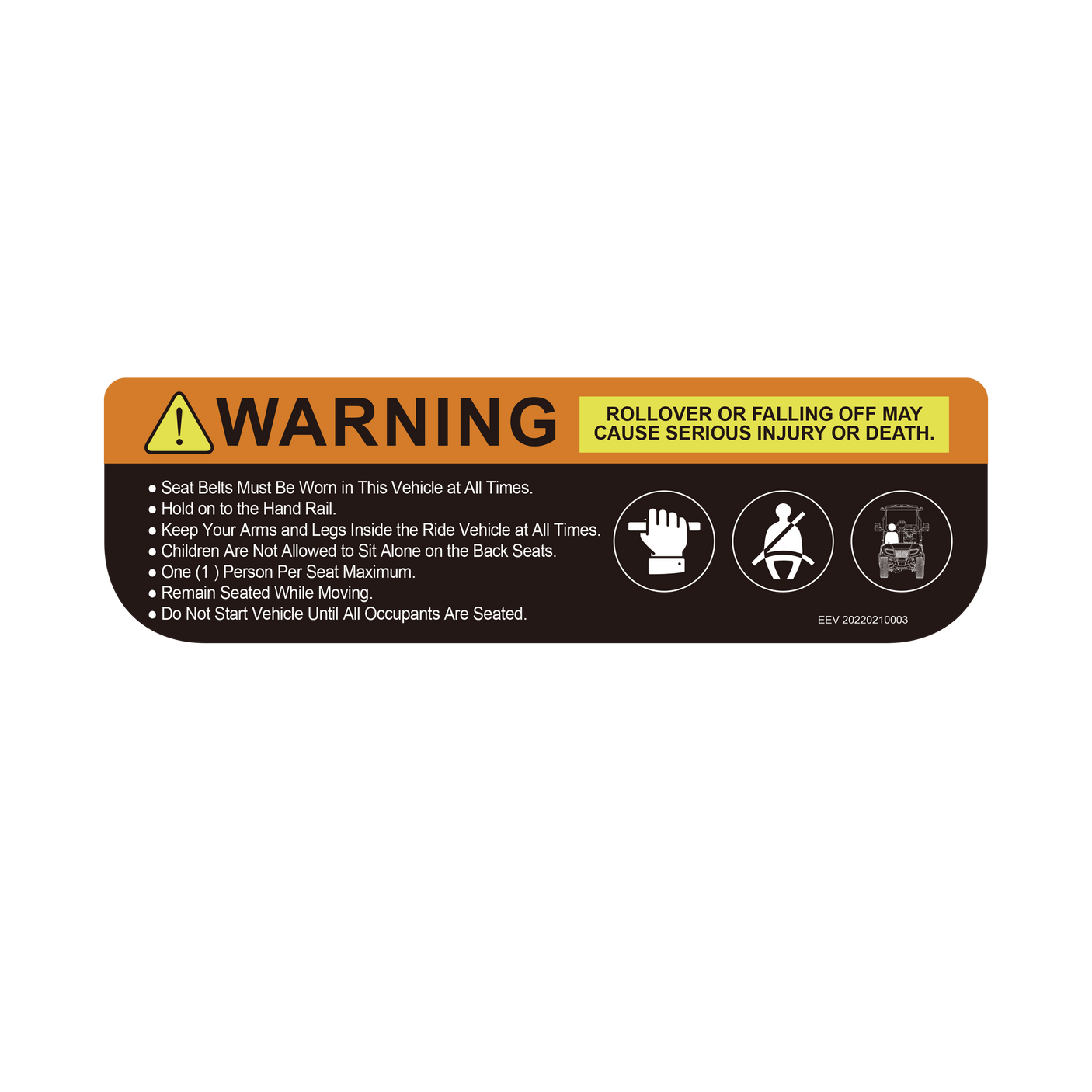 REAR SEAT OCCUPANT WARNING DECAL