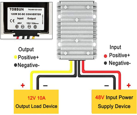 BZONE DC to DC Voltage Reducer Step Down Waterproof Voltage Regulator Buck Converter for Golf Cart Club Car (48V to 12V 10A)