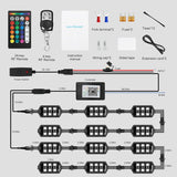 12 Pcs Motorcycle LED Light Kit, APP Control RGB Motorcycle LED Lights 16 Million Color Dual Remote Brake Light Music Mode IP68 Waterproof Motorcycle Lights with Power Switch