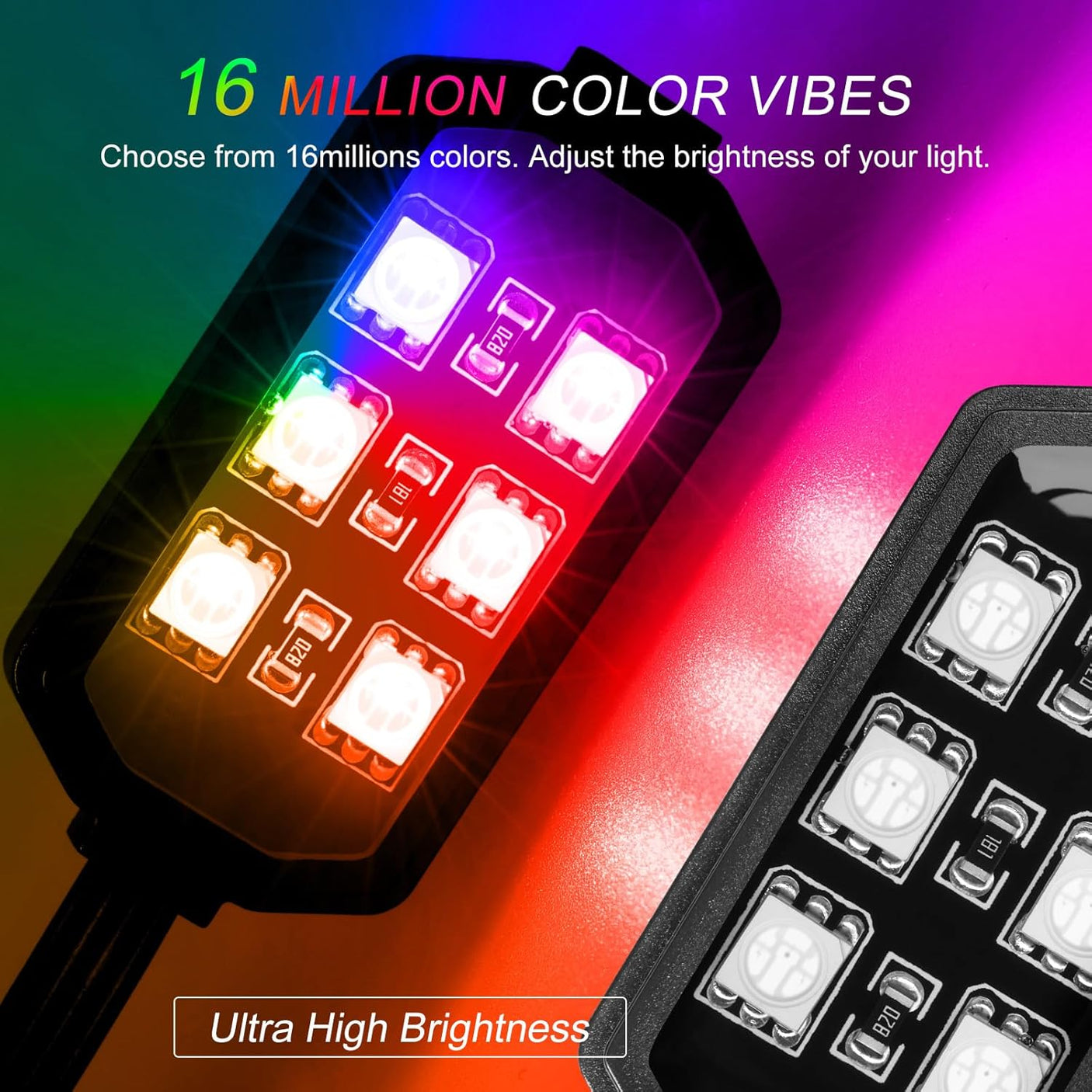 12 Pcs Motorcycle LED Light Kit, APP Control RGB Motorcycle LED Lights 16 Million Color Dual Remote Brake Light Music Mode IP68 Waterproof Motorcycle Lights with Power Switch