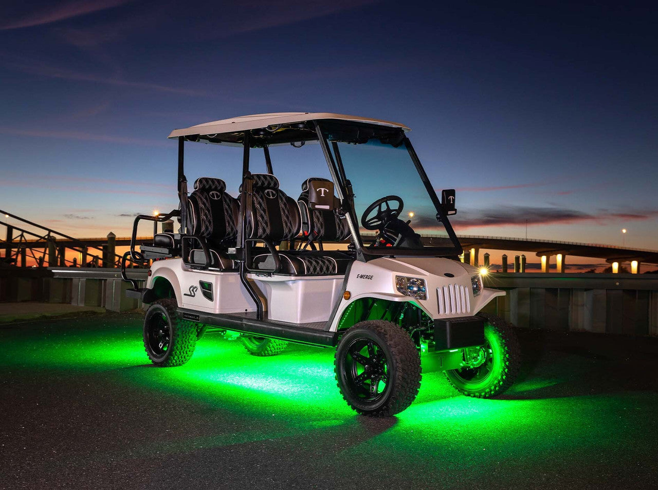 LED Glow Under Lighting Kit 4pc Million Color 12v for a 6 Seater Golf Cart